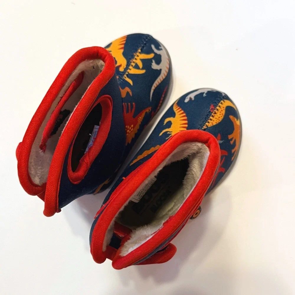 Bogs Baby Dino Insulated Boots 4 Navy Blue Red Infants Outdoor Rugged Dinosaur